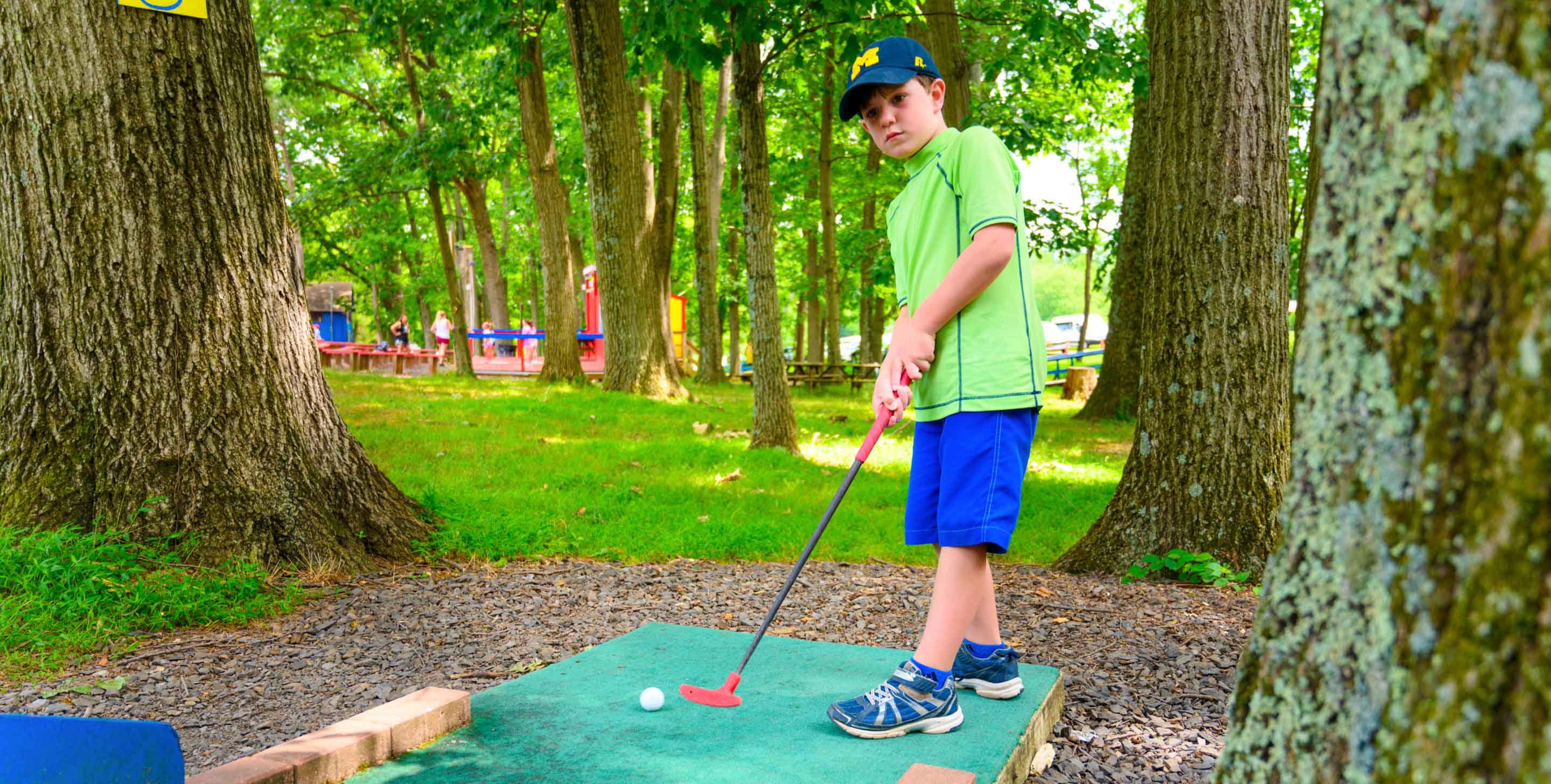 Camper playing golf