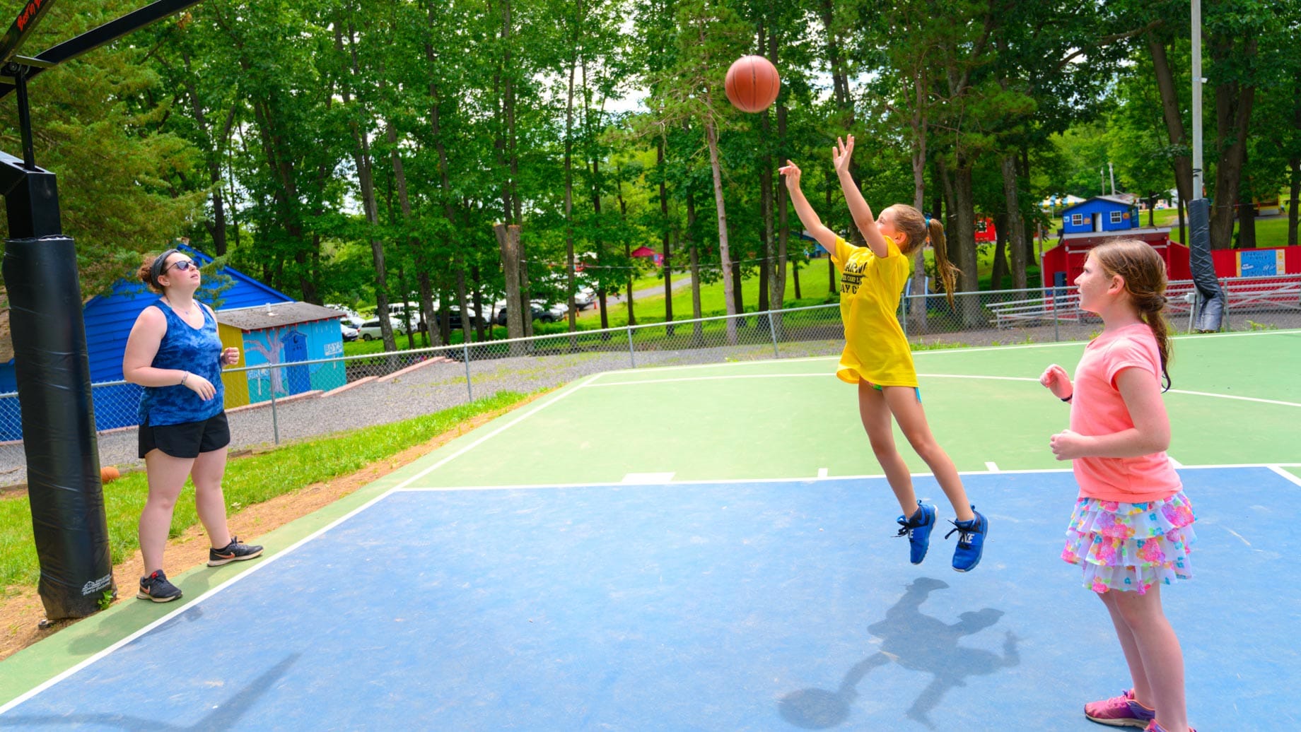 Girls playing basketball