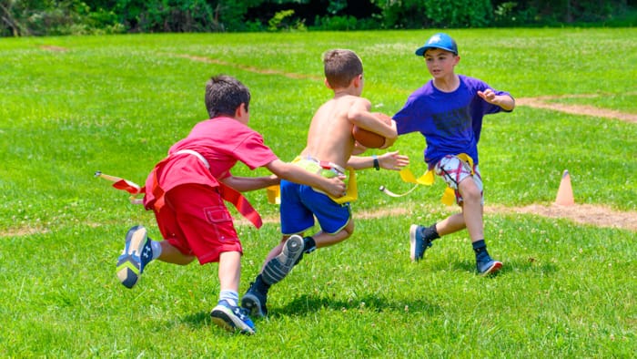 Boys playing football