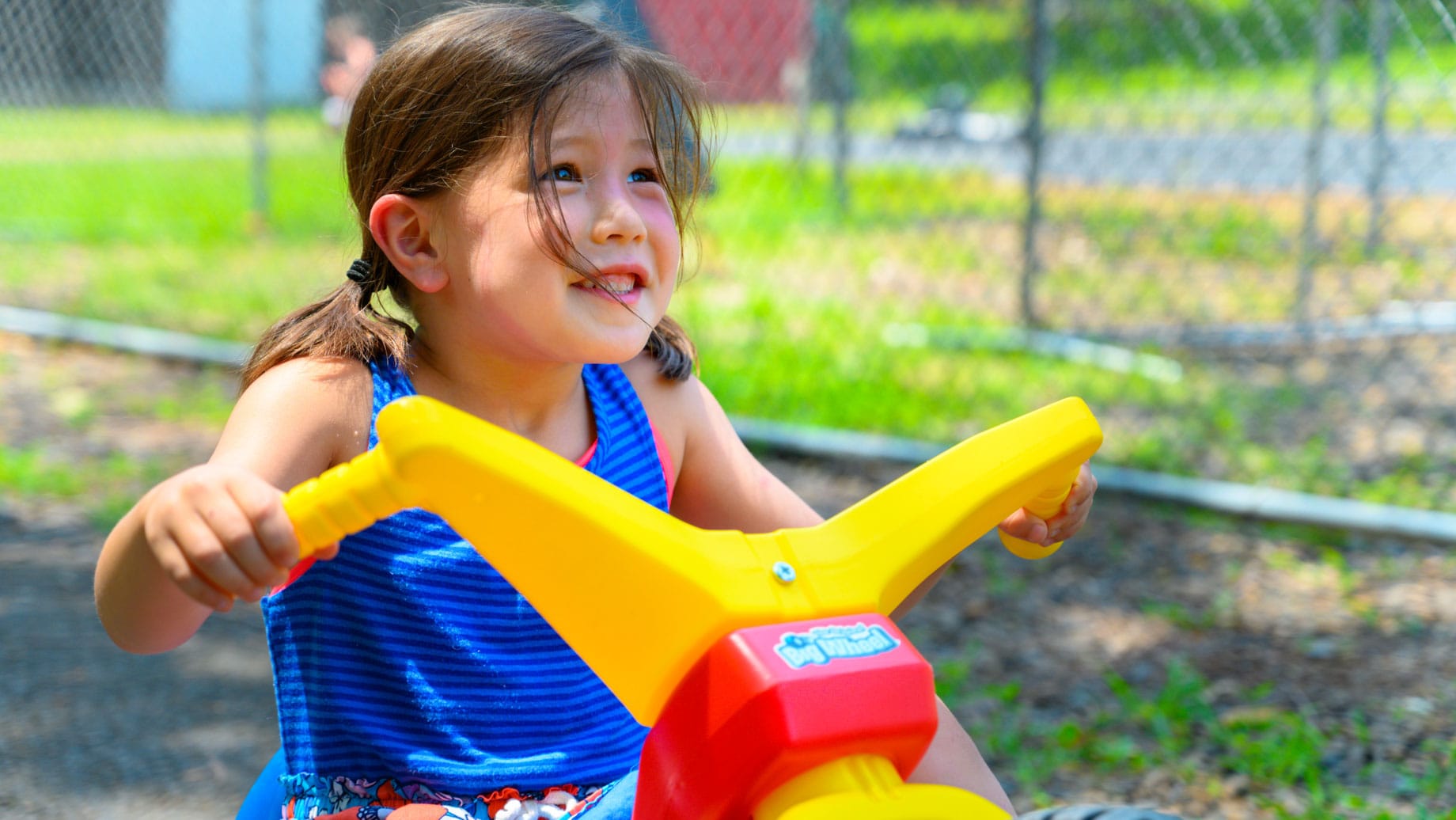 Busy Bee girl riding on cycle