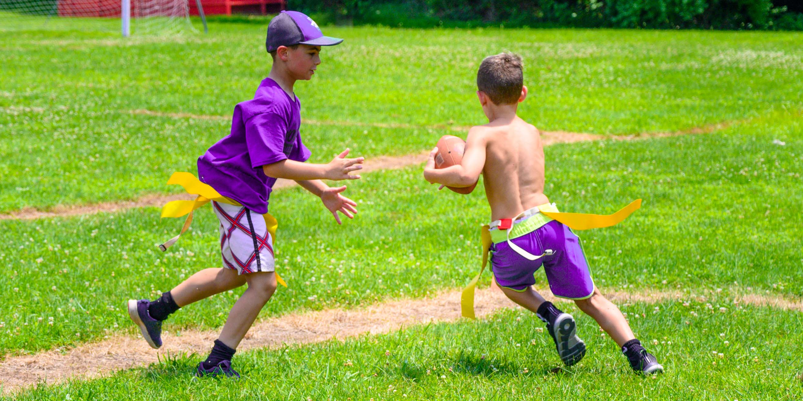 Campers playing flag football