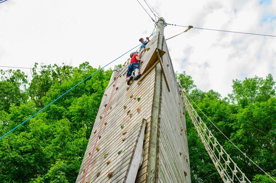 Climbing up rock tower