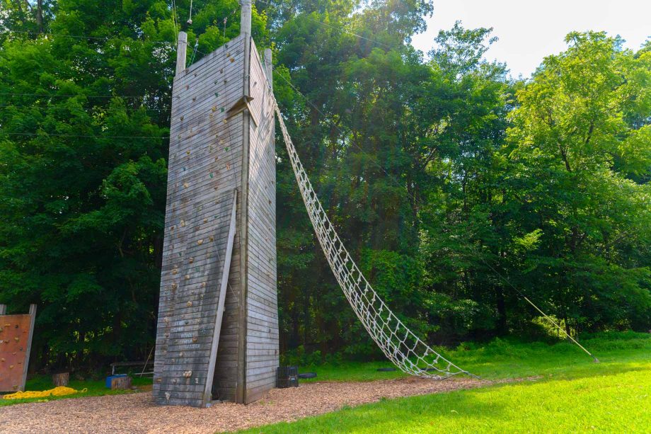 Climbing tower and rope ladder