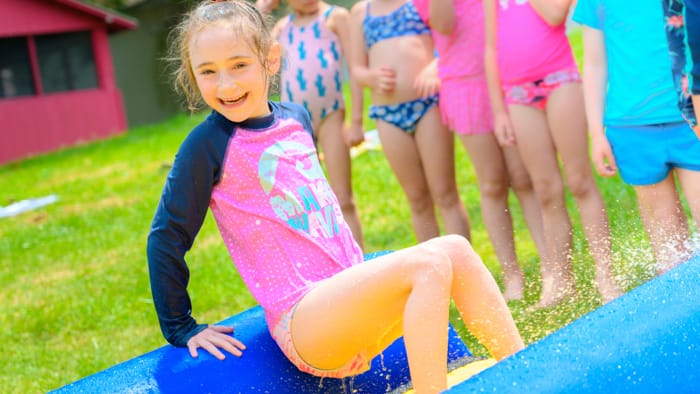 Girl on waterslide