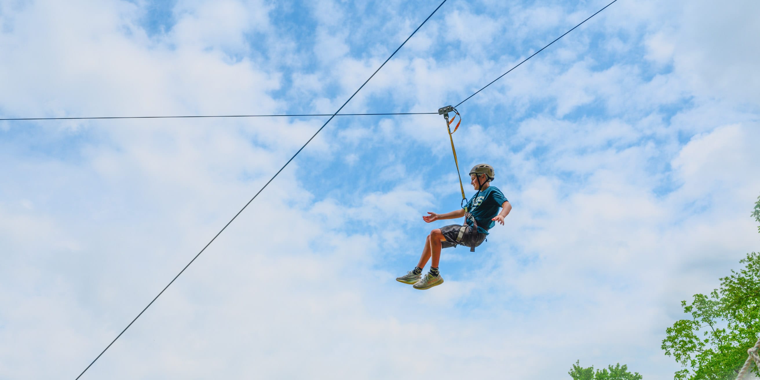 Boy on zip line