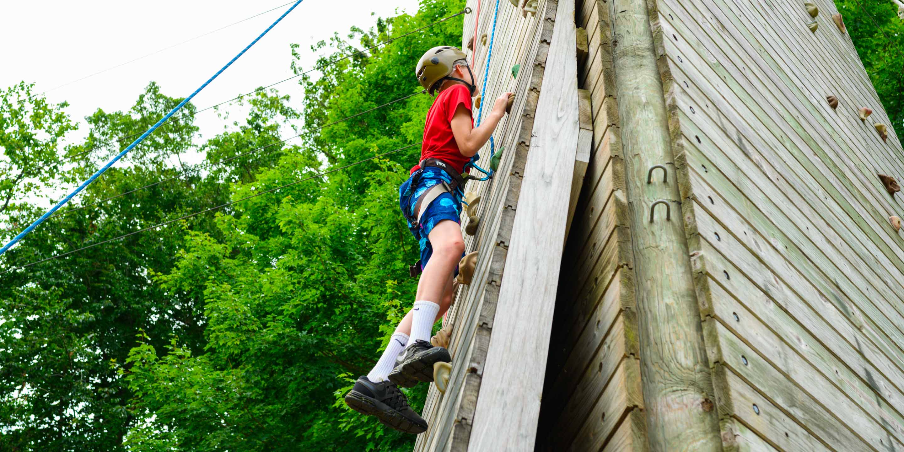 Camper on the climbing tower