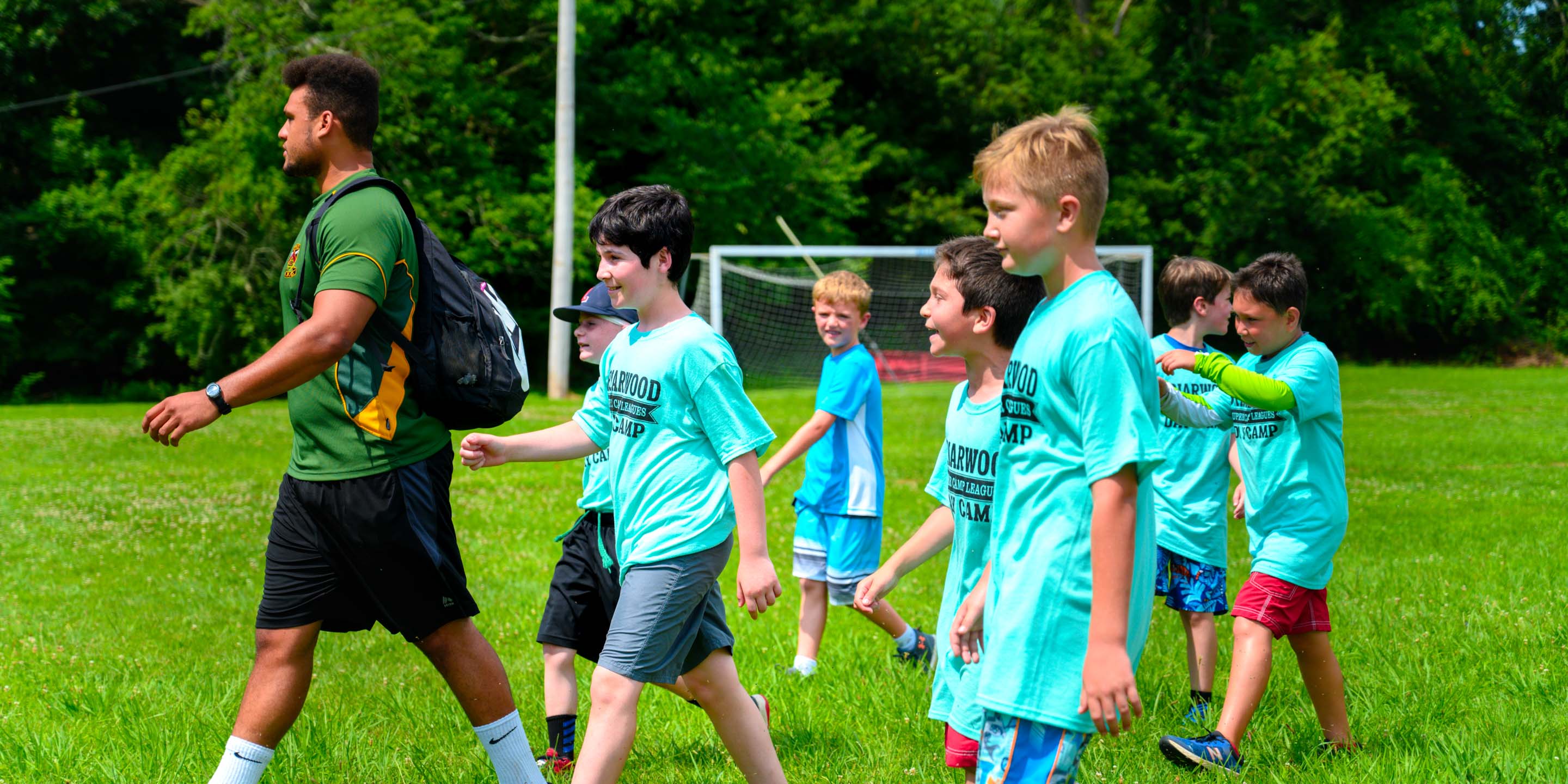Campers walking to activity