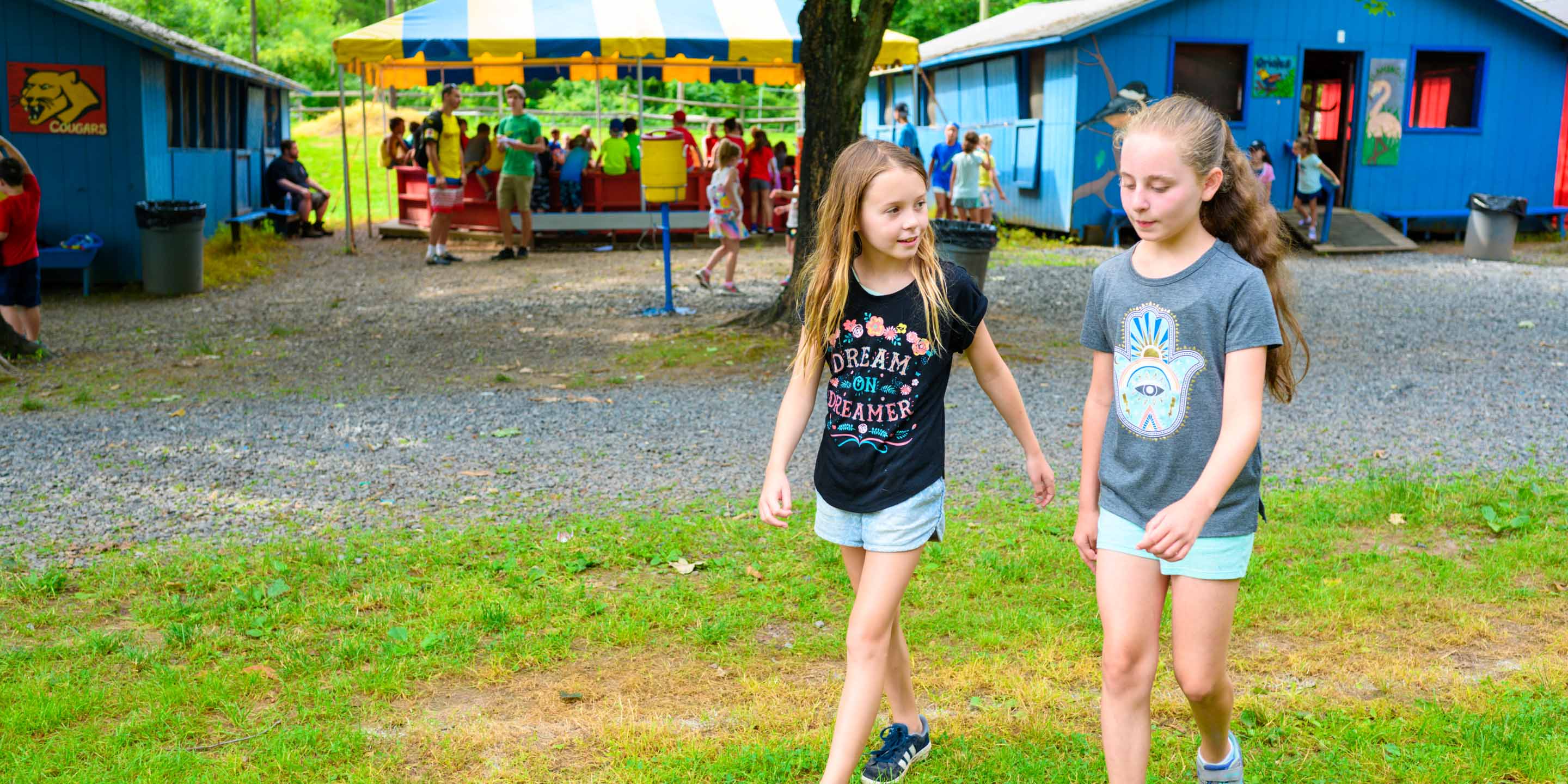 Two girls walking