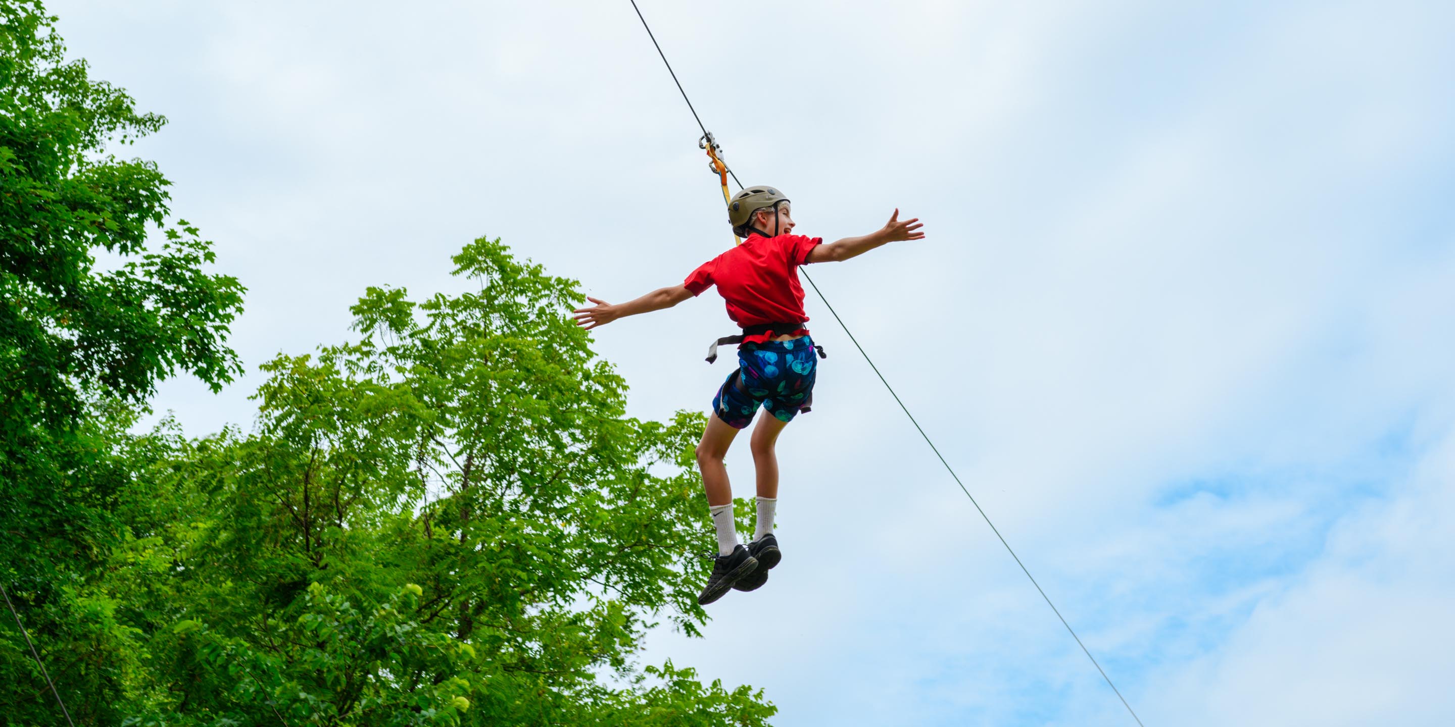 Camper on the zip line