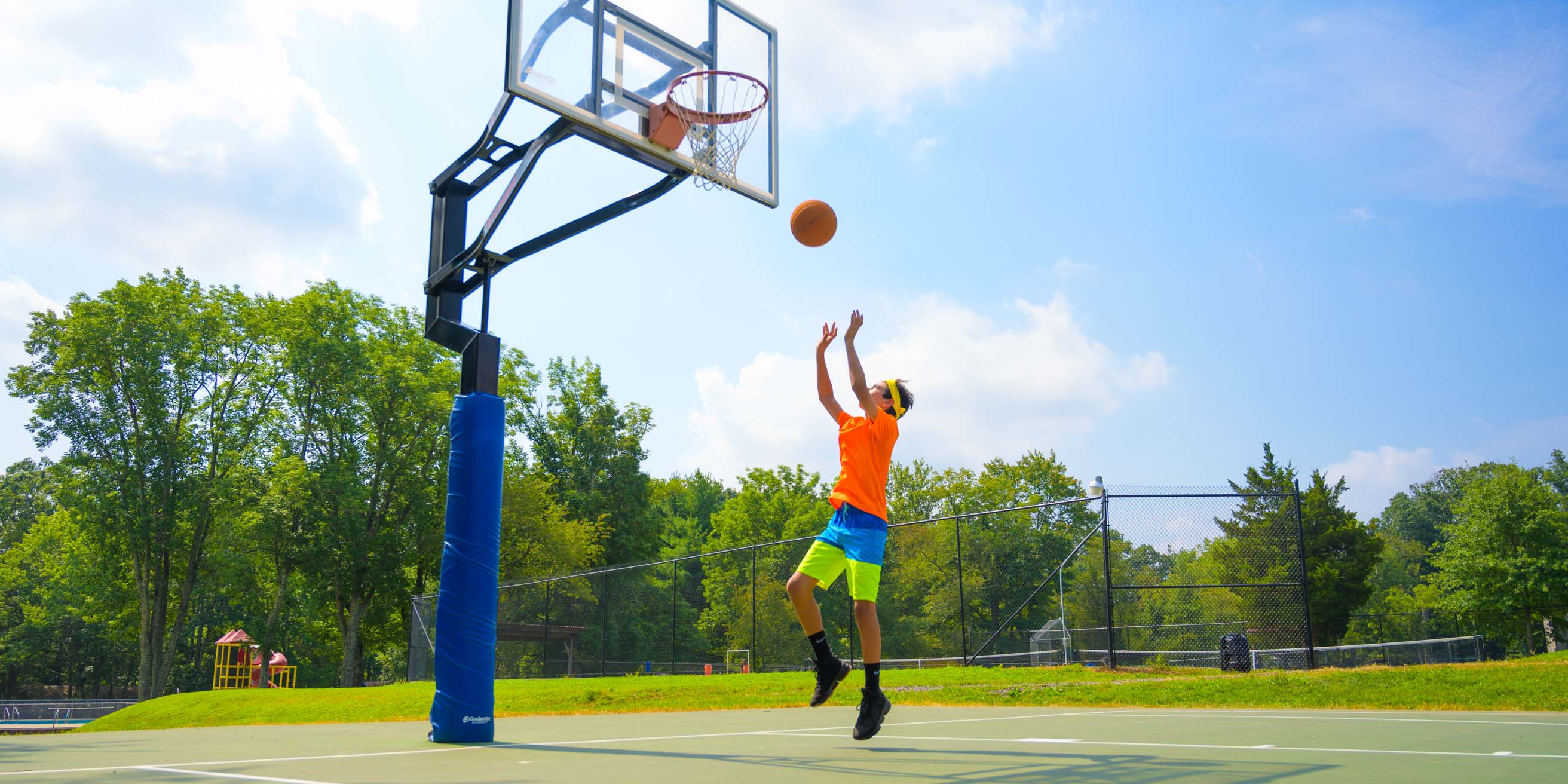 Camper playing basketball